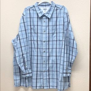 King Size Blue Plaid Button Up Sz 3XL
